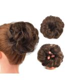 1 Piece Messy Hair Bun Chignon Ponytail in Medium Brown - Wavy Curly Hair Scrunchie Extension for Women - Buy Online on SooperMarket.com