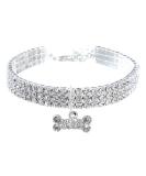 RayMinsino Pet collar with diamonds adjustable crystal diamond elastic bone pendant wedding cat and dog small pet necklace jewelry S White - Buy Online on SooperMarket.com
