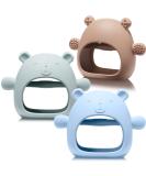 3 Pack Baby Teether Teething Toys for Babies 0-6 Months - Bear Silicone Anti Dropping Hand Teether Pacifiers - Blue Caramel Green - Buy Online on SooperMarket.com