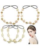 Ainvhh 4 Pieces Elastic Flower Head Chains Gold Leaves Headbands for Women Metal Chain Hair Band Head Pieces Wedding Hair Jewelry Festival Prom Wedding Headpiece for Women and Girls - Buy Online on SooperMarket.com