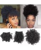 Allyreetress Afro Puff Drawstring Ponytail with Bangs - Short Kinky Curly Bun for Black Women - 3 Piece Set in 1B-Black - Buy Online on SooperMarket.com