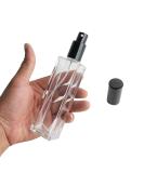 Refillable Glass Perfume Spray Bottle 50ml - Travel Essential Oil & Makeup Tool - Black Closure - Perfect Gift - Buy Online on SooperMarket.com