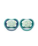 Philips Avent Ultra Air Soother - 2 x Light Breathable Glow-in-The-Dark Baby Soothers for Babies Aged 6-18 Months BPA-Free with Steriliser Carry Case (Model SCF376/13) Blue 2 Count (Pack of 1) - Buy Online on SooperMarket.com