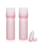 2PCS Hair Oil Applicator Bottles - Root Comb & Dye Brush Squeeze Bottles with Graduated Scale (Pink) - Buy Online on SooperMarket.com