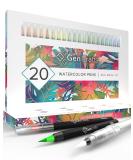 GenCrafts Watercolor Brush Pens Set of 20 Premium Colors - Real Brush Tips - No Mess Storage Case - Washable Nontoxic Markers - Portable Painting 1 Count (Pack of 20) - Buy Online on SooperMarket.com
