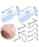 Firstomato Sterile Nose Piercing Gun Kit - Safe Self-Use Nose Ring Tool with Hypoallergenic Studs - 2pcs Clear Silver Crystals - Buy Online on SooperMarket.com