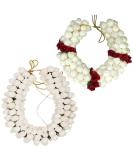 GoDazzl Hair Gajra in Artificial Jasmine Mogra Flower Garland Juda Decoration Phool Gazra for Women Juda Bun Realistic Hair Accessory for Girls (28 CM Long RED & WHITE Pack of 2) - Buy Online on SooperMarket.com