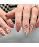 Almond Press on Nails - Short Floral Acrylic Nails Kit | Glossy Fall Design | 24Pcs Reusable Stick On Nails for Women & Girls - Buy Online on SooperMarket.com