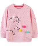 Girls Cotton Sweatshirt Long Sleeve Pullover Top for Kids, Ages 1-12 Years | Casual Jumper T-Shirt for Toddler Girls, Cat Design | Soft and Comfortable Girls' Clothing - Buy Online on SooperMarket.com