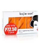 Kojie San Skin Lightening Soap - Original Kojic Acid Soap for Dark Spots, Hyperpigmentation, & Scars - Beauty Bar with Coconut & Tea Tree Oil for Flawless, Even Skin Tone - 65g x 3 Bars Fresh Orange Fragrance 3 Piece Assortment - Buy Online on SooperMarket.com