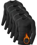 Men's Thermal Compression Shirt Fleece Lined Long Sleeve Athletic Base Layer - 5 Pack Large - Buy Online on SooperMarket.com