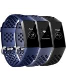 Breathable Sport Bands 3-Pack for Fitbit Charge 3/4 - Black/Navy Blue/Blue Gray - Large Size - Replacement Wristbands for Men and Women by Maledan - Buy Online on SooperMarket.com