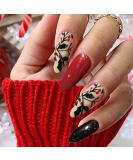 Vatocu Christmas False Nails Short Red Press on Nails - Snowflake Elk Snowman Design (24pcs) | Acrylic Stick on Nails for Women and Girls - Buy Online on SooperMarket.com