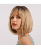 Haircube Short Bob Wig with Bangs - Heat-Resistant Ombre Blonde Wigs for Women | Perfect for Parties Cosplay & Daily Use - Buy Online on SooperMarket.com