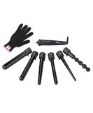 Zealite 6 in 1 Curling Wand Set - Interchangeable Ceramic Barrels & Heat Resistant Glove | International Shipping Available - Buy Online on SooperMarket.com