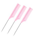 3 Packs Rat Tail Comb Steel Pin Rat Tail Carbon Fiber Heat Resistant Teasing Combs with Stainless Steel Pintail (Pink) - Buy Online on SooperMarket.com