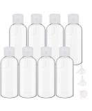 8-Piece 100ml Travel Bottle Set | Transparent Cosmetic Containers with 3 Funnels for Shampoo Lotion & Camping Essentials - Buy Online on SooperMarket.com