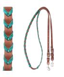 Martin Saddlery Latigo Laced Barrel Rein - 5/8 Thick - Turquoise - Buckle and Keeper Snap Ends - Buy Online on SooperMarket.com