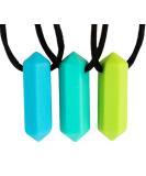 Tilcare Chew Chew Sensory Necklace Best for Kids or Adults That Like Biting or Have Autism Perfectly Textured Silicone Chewy Toys - Chewing Pendant for Boys & Girls - Chew Necklaces Blue/Turquoise/Green - Buy Online on SooperMarket.com