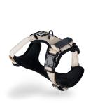 lionto dog harness padded anti-pull harness reflective safety harness adjustable size S beige S Beige - Buy Online on SooperMarket.com