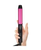 Dual Voltage Travel Ceramic Curling Iron - 1 Inch Mini Size Adjustable Temperature Keratin & Argan Oil - Perfect for Short Hair Includes Storage Bag Hot Pink - Buy Online on SooperMarket.com