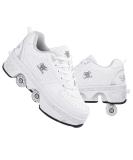 Silver Roller Skates for Women and Men | Outdoor Parkour Shoes with Retractable Wheels | Adults/Kids Quad Roller Skates | Size 8.5 US - Buy Online on SooperMarket.com