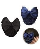 2 PCS Bowknot Hair Net Professional Bowknot Hair Clip Bow Barrette Bun Cover Bun Net for Women Girls - Buy Online on SooperMarket.com