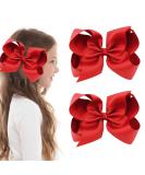 2Pcs 6 Inch Large Grosgrain Ribbon Baby Girls Hair Bows Barrettes Clip School Hair Bobbles for Toddler Teens Girls (Red) - Buy Online on SooperMarket.com