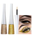 evpct 2Pcs Gold Champagne Gold Color Liquid Glitter Eyeliner Sets Eyeliner Glitter Liquid Liners for Women Liquid Sparkly Glitter Eyeliner delineador con glitter de colores para ojos colores 01+14 Gold & Champagne Gold - Buy Online on SooperMarket.com
