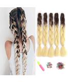 Buy Showjarlly Jumbo Braid Art Hair Extensions - 24 Inch Ombre KanCalon Hair Braid 5 Pack for Crochet Twists & Box Braids in Brown/Creamy White - International Shipping Available - Buy Online on SooperMarket.com