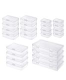 Goodma 24 Pieces Mixed Sizes Rectangular Empty Mini Clear Plastic Organizer Storage Box Containers with Hinged Lids for Small Items and Other Craft Projects - Buy Online on SooperMarket.com