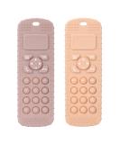 Socub Silicone Baby Teething Toy 2 Pcs Mobile Phone Shape Teether Set for Babies 3-12 Months - BPA Free Pain Relief Chew Toy (Blush/Dusty Lilac) - Buy Online on SooperMarket.com