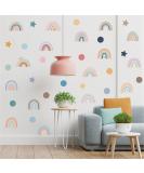 152PCS Wall Decals Rainbow Stars DIY Wall Stickers for Girls Kids Room Bedroom Nursery Room Living Room Decoration - Buy Online on SooperMarket.com