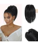 colorfulpanda Claw Clip Messy Bun Hair Extensions Black Color Natural Straight Synthetic Hairpiece Short Ponytail Bun Chignons for Women Girls Natural black - Buy Online on SooperMarket.com