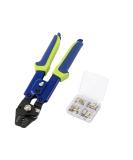 Booms Fishing CP1 Crimping Pliers | High Carbon Steel 10 inch Crimper Tool with 140pcs Sleeves for Wire Rope Leaders | Blue Ergonomic Handle - Buy Online on SooperMarket.com