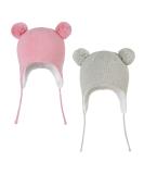 LANGZHEN Toddler Winter Hat Earflap Knit Cap Fleece Lined Beanie - Pink+Grey (6-12 Months) - Buy Online on SooperMarket.com