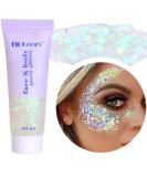 MEICOLY White Body Glitter,Face Glitter Gel,Mermaid Sequins Self-Adhesive Glitter Face Paint Gel,Chunky Glitter Eye Lip Hair Nail Festival Rave Accessories,Sparkling Body Glitter Gel for Women,50g 06 body glitter - Buy Online on SooperMarket.com