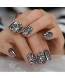 CoolNail Punk Dark Smoky Gray Reflective Mirror Metal Plating False French Nail Tips Punk Metallic Diamond Fake Nails With Glue Sticker L5535 - Buy Online on SooperMarket.com