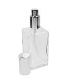 Fantasia Perfum Flakon empty 100ml with atomizer pump square clear glass bottle to fill yourself with perfume atomizer and cap in silver refillable for 100ml 100 ml (1 Pack) - Buy Online on SooperMarket.com
