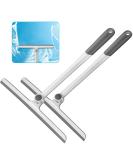 Silicone Handle Shower Squeegee 12 Inch - 2 Pack Gray for Shower Doors, Glass, Mirrors, Windows, Cars, Tile Walls - Bathroom Essential - Buy Online on SooperMarket.com