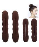 Cuhza 4 pieces magical hair knot hair bun maker upgraded hair holder sponge clips hair styling donut bun hair twist curler donut tools 2 large and 2 small (brown) - Buy Online on SooperMarket.com