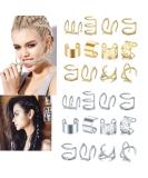 48Pcs Gold Silver Hair Braids Dreadlock Beads Cuffs Clips for Women Men - Non-Piercing Ear Beard Hair Accessories - Buy Online on SooperMarket.com