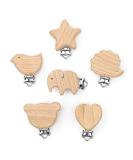Ruby 6stk pacifier clip wood natural wood clip for pacifier chain closure nucky clip baby clip metal animals wood holder pacifier chains clips holder infant accessories 6 pieces - Buy Online on SooperMarket.com