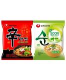 Nongshim Ramen Assorted Bundle Shin Ramyun Soon Veggie Ramyun Instant Noodle Soup 2 Flavours Box Halal (Pack of 40) by CNMART - Buy Online on SooperMarket.com
