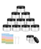 Plastic Cosmetic Jar 12 * 50ml Transparent & Visible Sample Container Jar Black Screw Cap Bottle with Sticker & Small Spoon Suitable for Cosmetic/cream/gel/paste/beads/mineral Items Etc. 12pcs Black 50ml - Buy Online on SooperMarket.com