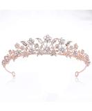 Bridal Rhinestone Crystal Tiara Crown - Rose Gold | Perfect for Wedding, Prom, Birthday, and Pageant Veil Headband - Buy Online on SooperMarket.com
