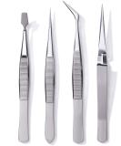 Edward Harden 4 Piece Stainless Steel Precision Tweezers Set - Ideal for Jewelry, Cosmetic, Medical, Electronics - Anti-Magnetic/Acid Resistant - Slant, Point, Round, Reverse Action - Buy Online on SooperMarket.com
