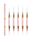 Nail Art Brushes Set - 5PCS Double-Ended Liner Striping Design Brushes for Fine Drawing and Details in Sizes 5/7/9/10/11/15/20/22/25/30 - Light Pink - Buy Online on SooperMarket.com