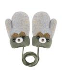 Kids Toddlers Knitted Fleece-Lined Mittens with String | Winter Warm Cartoon Gloves for Boys Girls | Ages 0-3 | Grey - Buy Online on SooperMarket.com