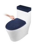 Toilet Lid Cover and Toilet Tank Cover Stretch Toilet Covers Set for Bathroom, Polyester Spandex Jacquard Fabric, Machine Washable, with Elastic Bottom, Navy Blue - Buy Online on SooperMarket.com